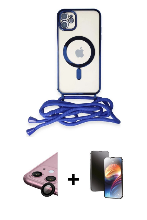 ieg™ iPhone 11 Kılıf Eksen Özel Seri - Siyah 3D Antistatik Mat Seramik Nano Ekran Koruyucu + Siyah R