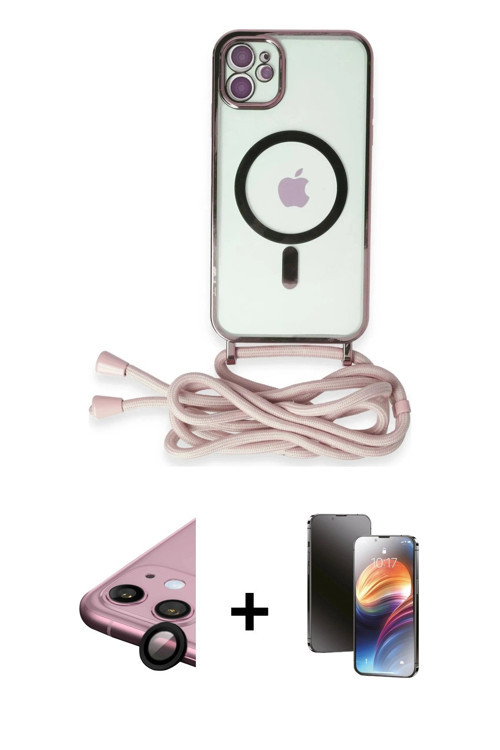 ieg™ iPhone 11 Kılıf Eksen Özel Seri - Siyah 3D Antistatik Mat Seramik Nano Ekran Koruyucu + Siyah R