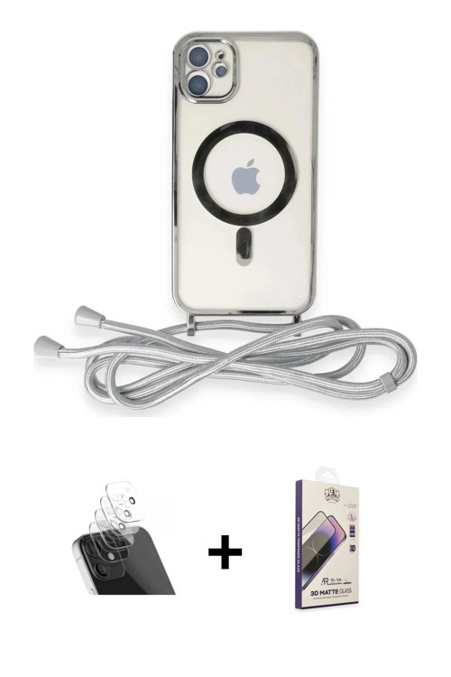 ieg™ iPhone 11 Kılıf Eksen Özel Seri - Siyah Bilvis 3D Mat Cam Ekran Koruyucu + Şeffaf Kamera Lens K