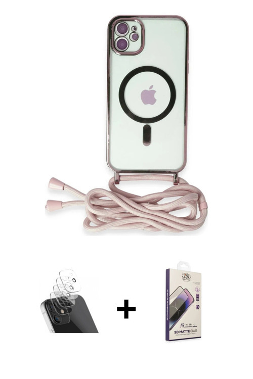 ieg™ iPhone 11 Kılıf Eksen Özel Seri - Siyah Bilvis 3D Mat Cam Ekran Koruyucu + Şeffaf Kamera Lens K
