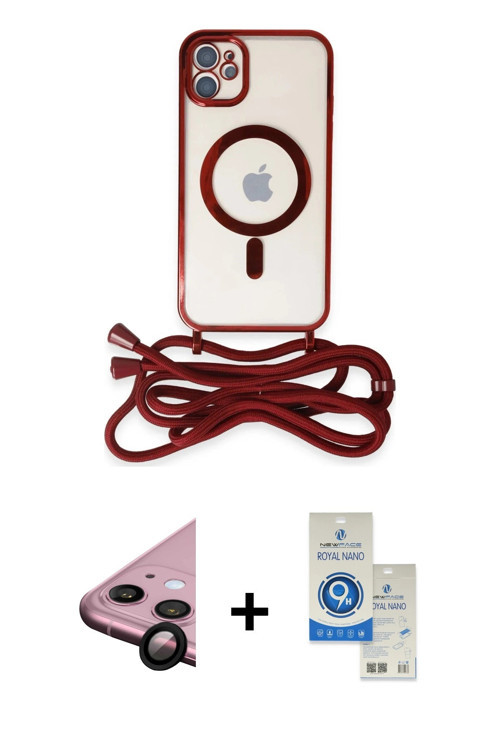 ieg™ iPhone 11 Kılıf Eksen Özel Seri - Şeffaf Royal Nano Ekran Koruyucu + Siyah Raze Metal Kamera Le