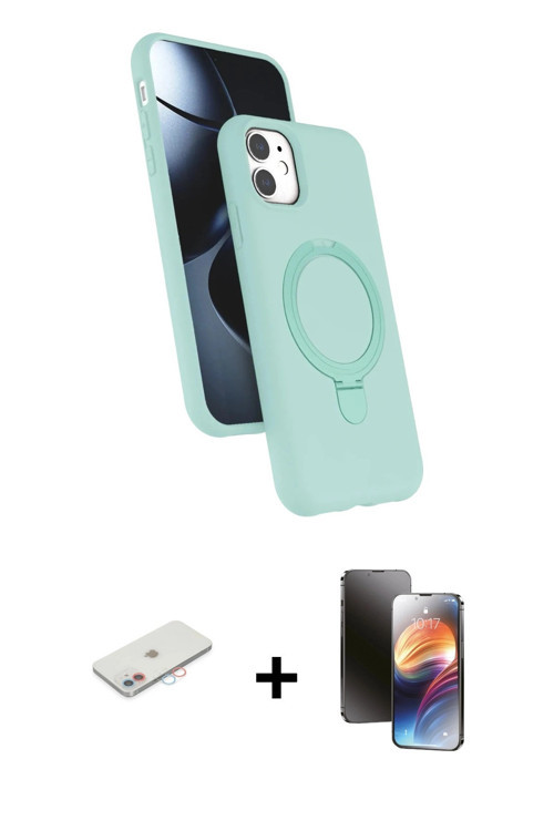 ieg™ iPhone 11 Kılıf İz Işık Koleksiyonu - Siyah 3D Antistatik Mat Seramik Nano Ekran Koruyucu + Pem