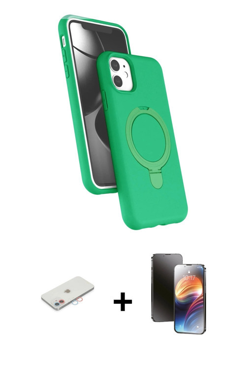 ieg™ iPhone 11 Kılıf İz Işık Koleksiyonu - Siyah 3D Antistatik Mat Seramik Nano Ekran Koruyucu + Pem