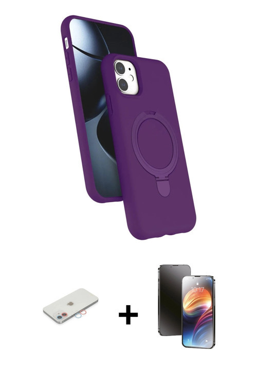 ieg™ iPhone 11 Kılıf İz Işık Koleksiyonu - Siyah 3D Antistatik Mat Seramik Nano Ekran Koruyucu + Pem