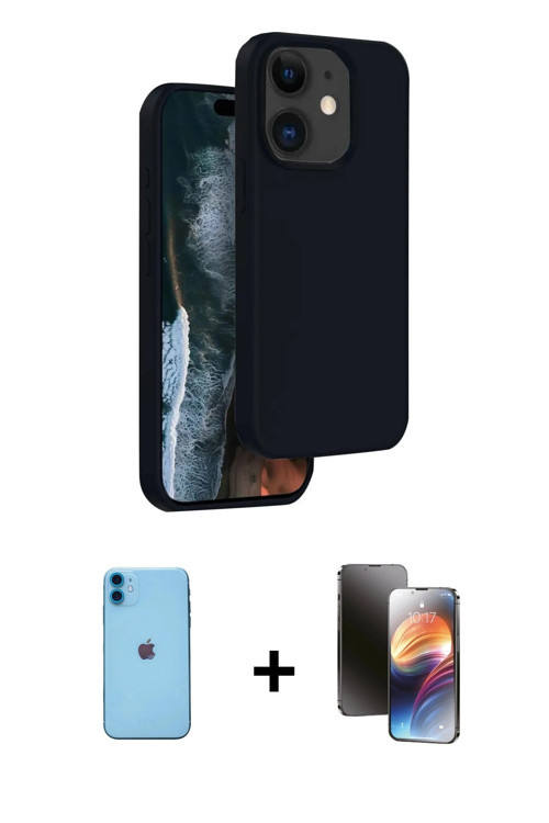 ieg™ iPhone 11 Kılıf Kıvılcım Çizgi Serisi - Siyah 3D Antistatik Mat Seramik Nano Ekran Koruyucu + M