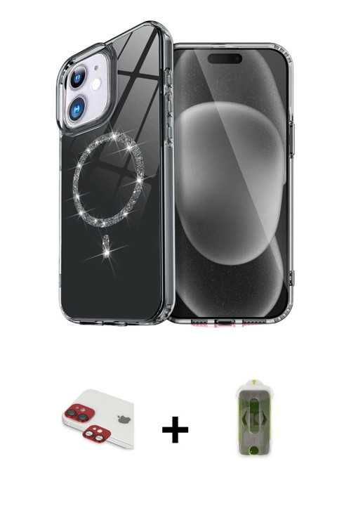 ieg™ iPhone 11 Kılıf Kıvılcım Form Prime - Siyah Joko Magic 5D Hayalet Cam + Kırmızı Pers Alüminyum