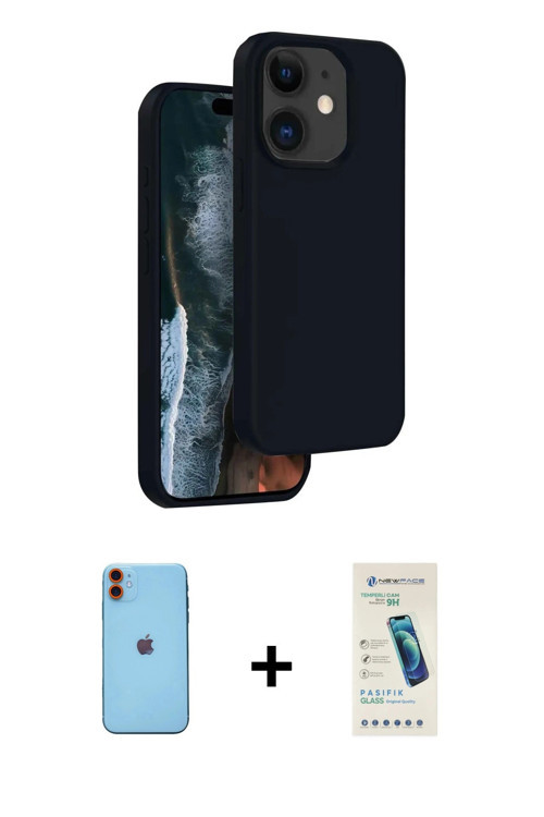 ieg™ iPhone 11 Kılıf Kıvılcım Çizgi Serisi - Şeffaf Pasifik Cam Ekran Koruyucu + Turuncu Neon Fosfor