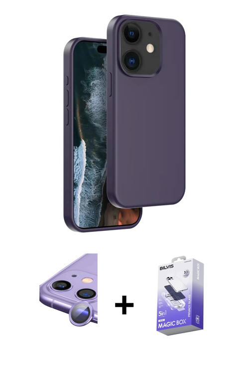 iPhone 11 Kılıf Kıvılcım Çizgi Serisi - Siyah Bilvis 5in1 5D Magic Hayalet Cam Ekran Koruyucu +
