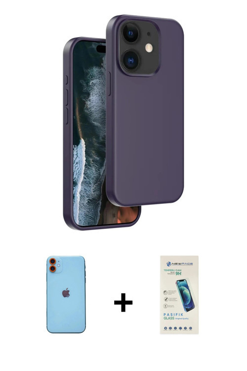 ieg™ iPhone 11 Kılıf Kıvılcım Çizgi Serisi - Şeffaf Pasifik Cam Ekran Koruyucu + Turuncu Neon Fosfor