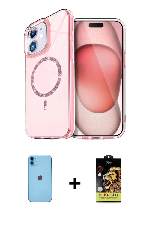 ieg™ iPhone 11 Kılıf Kıvılcım Form Prime - Siyah Buffer Cam Ekran Koruyucu + Mavi Neon Fosforlu Kame