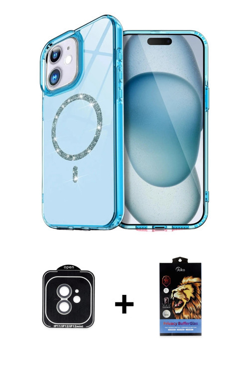 ieg™ iPhone 11 Kılıf Kıvılcım Form Prime - Siyah Buffer Hayalet Cam Ekran Koruyucu + Yeşil PVD Metal