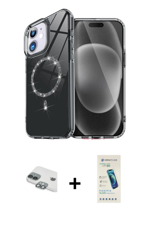 ieg™ iPhone 11 Kılıf Kıvılcım Form Prime - Şeffaf Pasifik Cam Ekran Koruyucu + Yeşil Pers Alüminyum