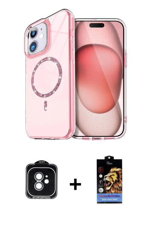 ieg™ iPhone 11 Kılıf Kıvılcım Form Prime - Siyah Buffer Hayalet Cam Ekran Koruyucu + Yeşil PVD Metal