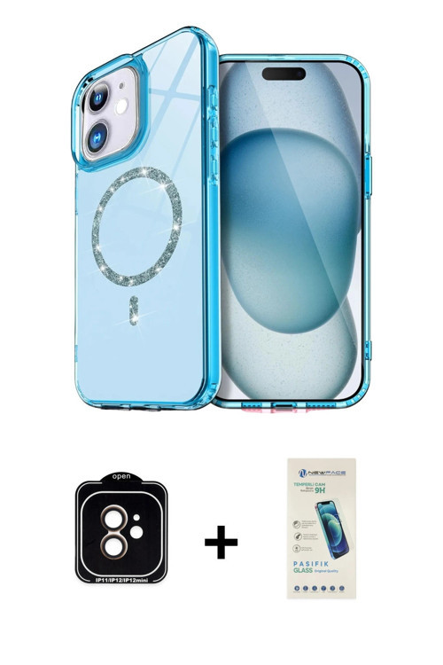 ieg™ iPhone 11 Kılıf Kıvılcım Form Prime - Şeffaf Pasifik Cam Ekran Koruyucu + Turuncu PVD Metal Kam