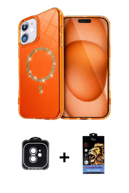 ieg™ iPhone 11 Kılıf Kıvılcım Form Prime - Siyah Buffer Hayalet Cam Ekran Koruyucu + Yeşil PVD Metal