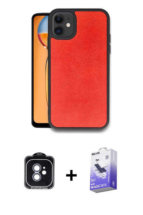ieg™ iPhone 11 Kılıf Kıvılcım Işık Serisi - Siyah Bilvis 5in1 5D Magic Hayalet Cam Ekran Koruyucu +