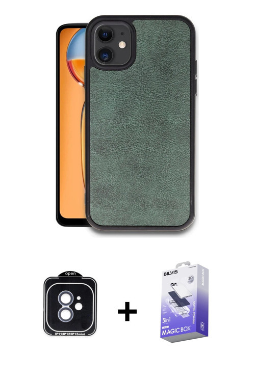 ieg™ iPhone 11 Kılıf Kıvılcım Işık Serisi - Siyah Bilvis 5in1 5D Magic Hayalet Cam Ekran Koruyucu +