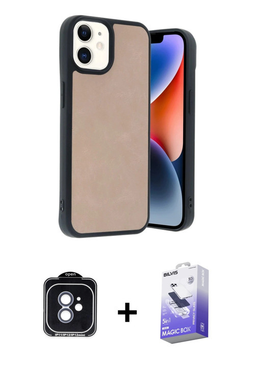 ieg™ iPhone 11 Kılıf Kıvılcım Işık Serisi - Siyah Bilvis 5in1 5D Magic Hayalet Cam Ekran Koruyucu +