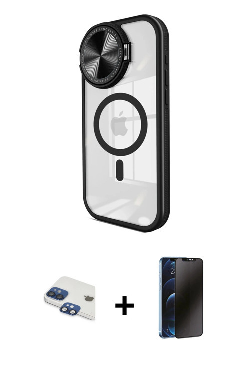 ieg™ iPhone 11 Kılıf Kıvılcım Modern Koleksiyonu - Siyah 3D Antistatik Hayalet Cam Ekran Koruyucu +