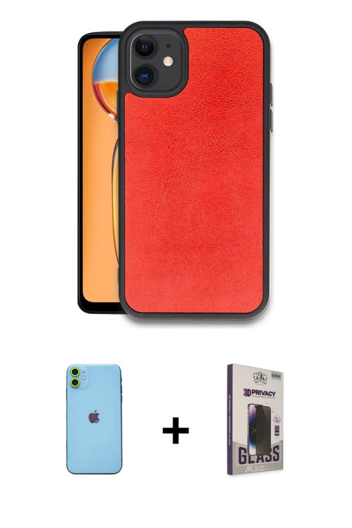 ieg™ iPhone 11 Kılıf Kıvılcım Işık Serisi - Siyah Bilvis Hayalet Cam Ekran Koruyucu + Yeşil Neon Fos
