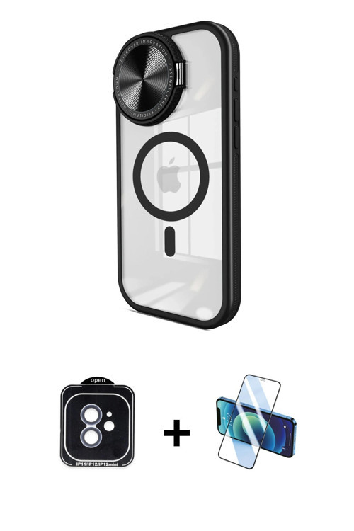 iPhone 11 Kılıf Kıvılcım Modern Koleksiyonu - Siyah 3D Antistatik Seramik Nano Ekran Koruyucu +