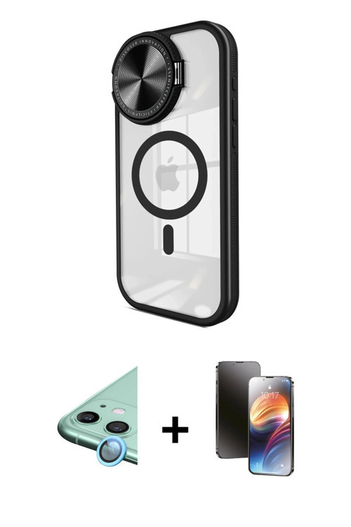 ieg™ iPhone 11 Kılıf Kıvılcım Modern Koleksiyonu - Siyah 3D Antistatik Mat Seramik Nano Ekran Koruyu