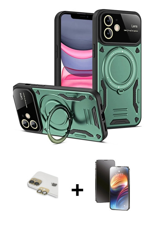 ieg™ iPhone 11 Kılıf Kıvılcım Modern Serisi - Siyah 3D Antistatik Mat Seramik Nano Ekran Koruyucu +