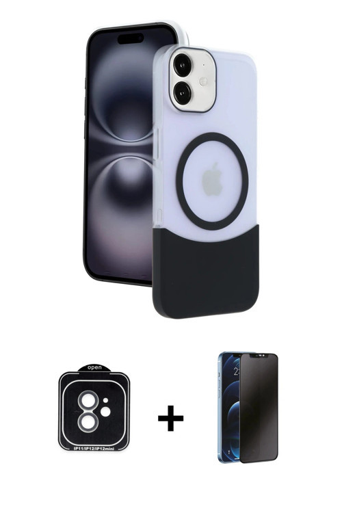 ieg™ iPhone 11 Kılıf Kozmos Form Özel Seri - Siyah 3D Antistatik Hayalet Cam Ekran Koruyucu + Yeşil