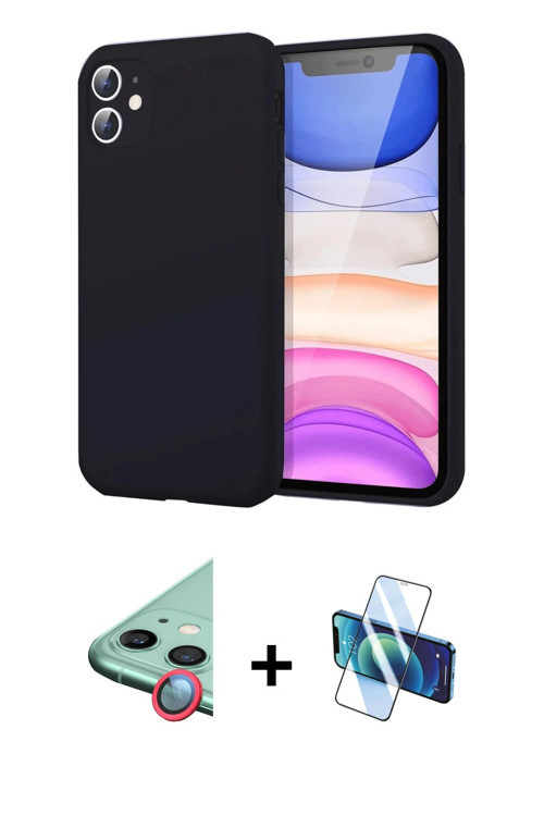iPhone 11 Kılıf Kozmos Yansıma Özel Seri - Siyah 3D Antistatik Seramik Nano Ekran Koruyucu + Kı