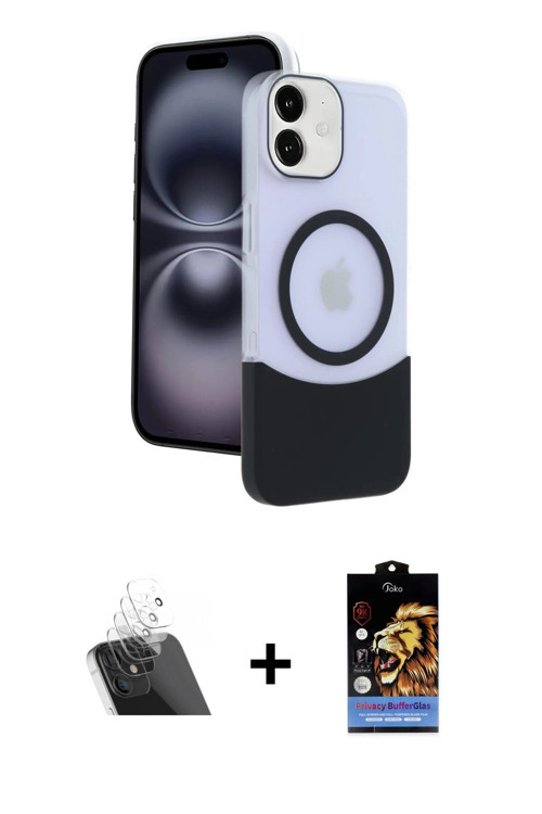 ieg™ iPhone 11 Kılıf Kozmos Form Özel Seri - Siyah Buffer Hayalet Cam Ekran Koruyucu + Şeffaf Kamera