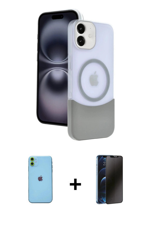 ieg™ iPhone 11 Kılıf Kozmos Form Özel Seri - Siyah 3D Antistatik Hayalet Cam Ekran Koruyucu + Yeşil