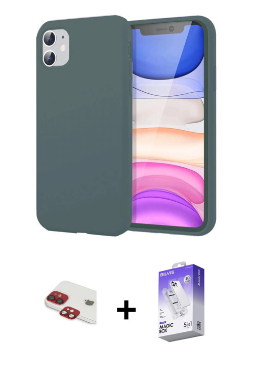 ieg™ iPhone 11 Kılıf Kozmos Yansıma Özel Seri - Siyah Bilvis 5in1 3D Magic Cam Ekran Koruyucu + Kırm