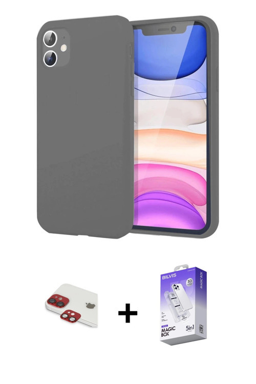 ieg™ iPhone 11 Kılıf Kozmos Yansıma Özel Seri - Siyah Bilvis 5in1 3D Magic Cam Ekran Koruyucu + Kırm