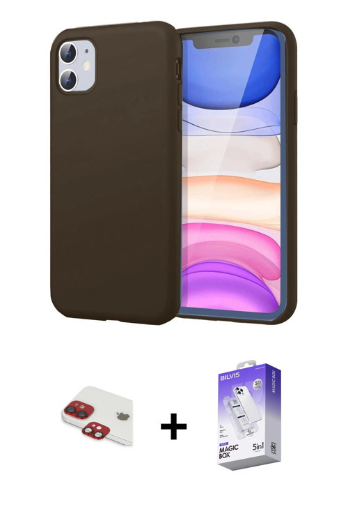 ieg™ iPhone 11 Kılıf Kozmos Yansıma Özel Seri - Siyah Bilvis 5in1 3D Magic Cam Ekran Koruyucu + Kırm