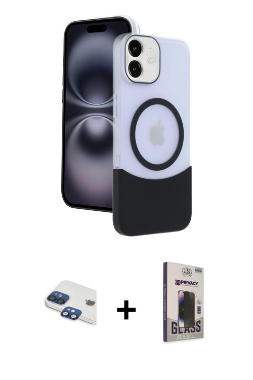 ieg™ iPhone 11 Kılıf Kozmos Form Özel Seri - Siyah Bilvis Hayalet Cam Ekran Koruyucu + Lacivert Pers