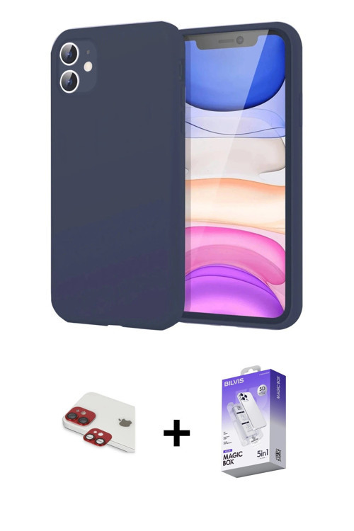 ieg™ iPhone 11 Kılıf Kozmos Yansıma Özel Seri - Siyah Bilvis 5in1 3D Magic Cam Ekran Koruyucu + Kırm