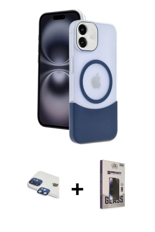 ieg™ iPhone 11 Kılıf Kozmos Form Özel Seri - Siyah Bilvis Hayalet Cam Ekran Koruyucu + Lacivert Pers