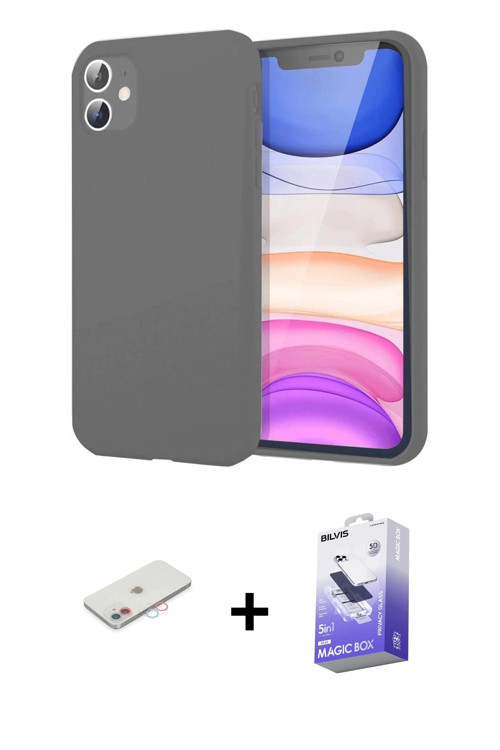 ieg™ iPhone 11 Kılıf Kozmos Yansıma Özel Seri - Siyah Bilvis 5in1 5D Magic Hayalet Cam Ekran Koruyuc