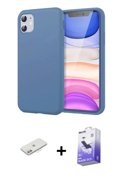 ieg™ iPhone 11 Kılıf Kozmos Yansıma Özel Seri - Siyah Bilvis 5in1 5D Magic Hayalet Cam Ekran Koruyuc