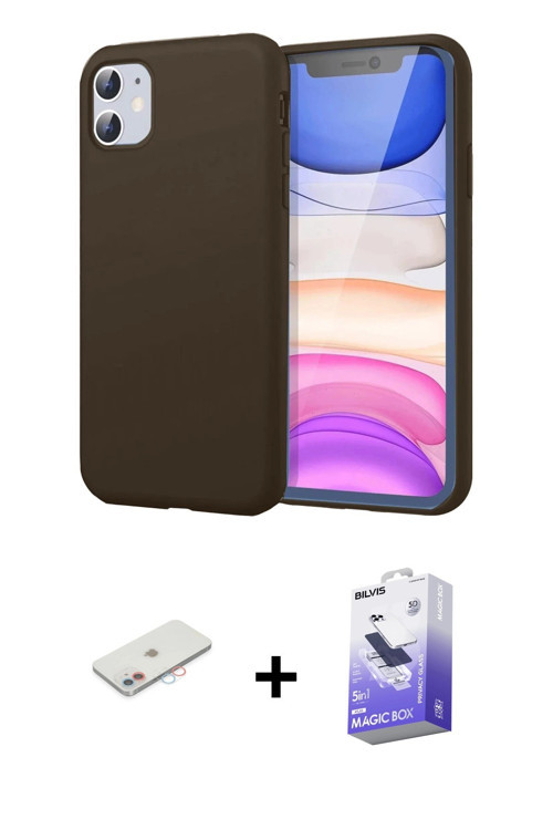 ieg™ iPhone 11 Kılıf Kozmos Yansıma Özel Seri - Siyah Bilvis 5in1 5D Magic Hayalet Cam Ekran Koruyuc