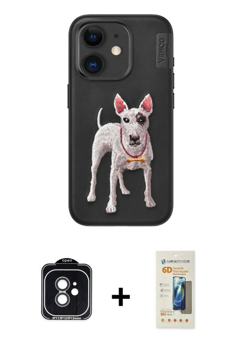 ieg™ iPhone 11 Kılıf Nova Form Koleksiyonu - Siyah 6D Mat Seramik Hayalet Nano Ekran Koruyucu + Siya