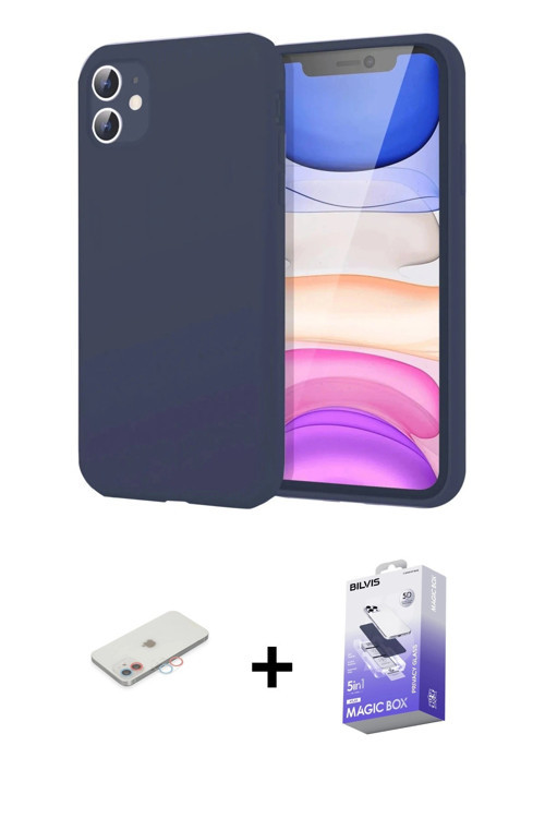 ieg™ iPhone 11 Kılıf Kozmos Yansıma Özel Seri - Siyah Bilvis 5in1 5D Magic Hayalet Cam Ekran Koruyuc