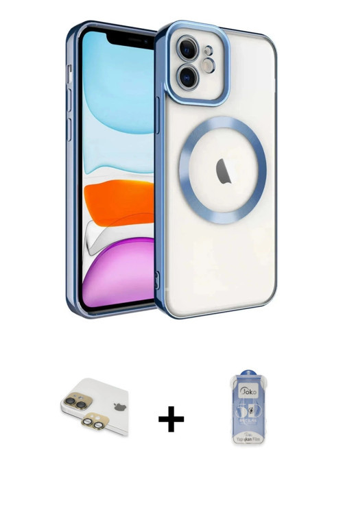 iPhone 11 Kılıf Nova Işık Özel Seri - Siyah Joko Magic 5D Cam + Gold Pers Alüminyum Kamera Lens