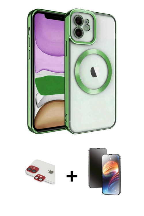 iPhone 11 Kılıf Nova Işık Özel Seri - Siyah 3D Antistatik Mat Seramik Nano Ekran Koruyucu + Kır