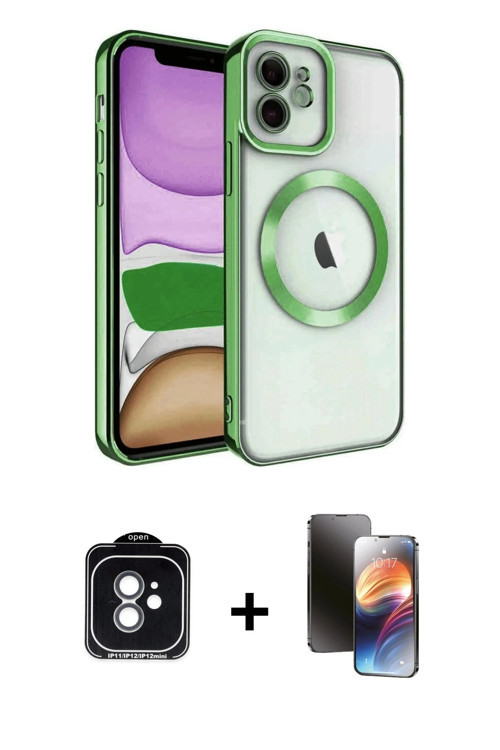 iPhone 11 Kılıf Nova Işık Özel Seri - Siyah 3D Antistatik Mat Seramik Nano Ekran Koruyucu + Yeş
