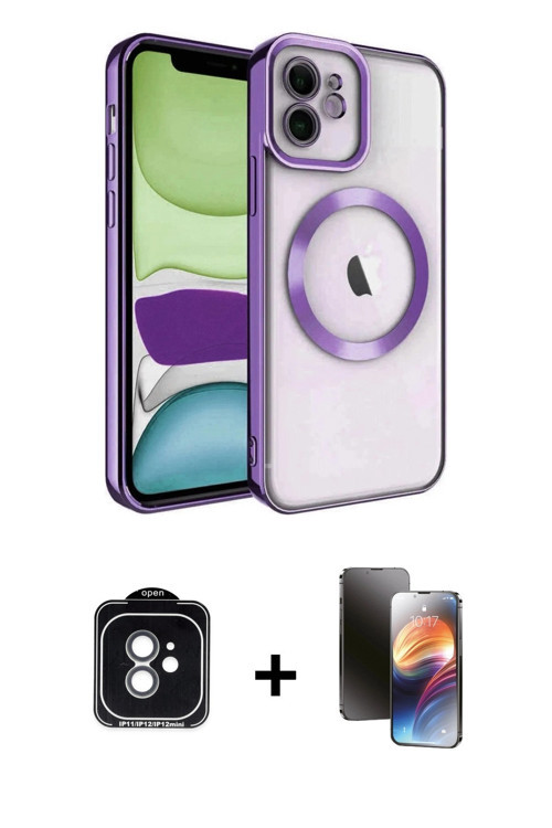 iPhone 11 Kılıf Nova Işık Özel Seri - Siyah 3D Antistatik Mat Seramik Nano Ekran Koruyucu + Yeş