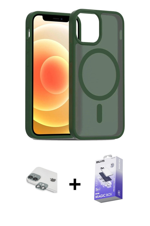 iPhone 11 Kılıf Siluet Minimal Prime - Siyah Bilvis 5in1 5D Magic Hayalet Cam Ekran Koruyucu +