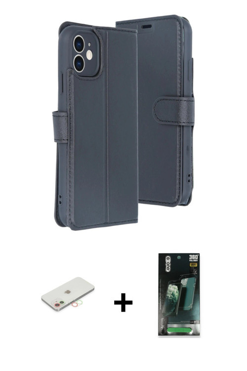 iPhone 11 Kılıf Siluet Işık Serisi - Şeffaf 360 Full Body Arka Koruyucu + Yeşil Renkli Kamera L