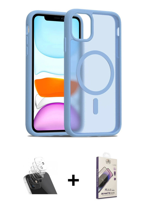 iPhone 11 Kılıf Siluet Minimal Prime - Siyah Bilvis 3D Mat Cam Ekran Koruyucu + Şeffaf Kamera L