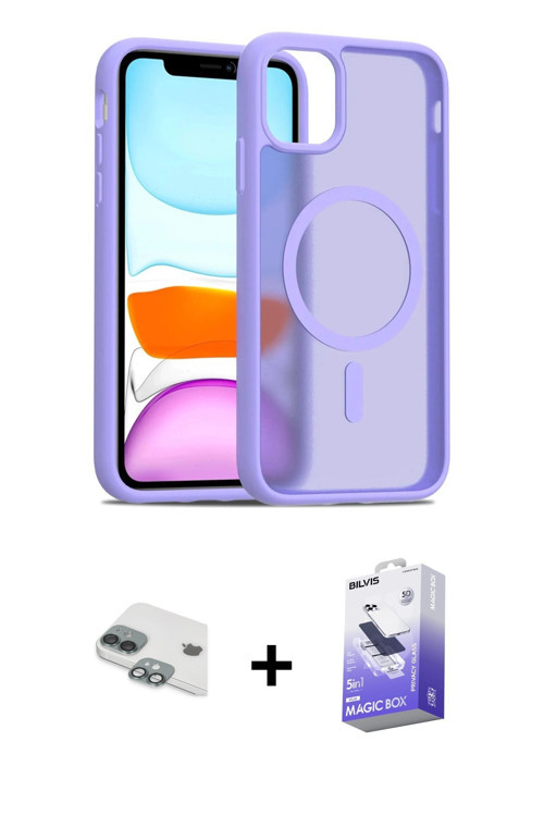 iPhone 11 Kılıf Siluet Minimal Prime - Siyah Bilvis 5in1 5D Magic Hayalet Cam Ekran Koruyucu +